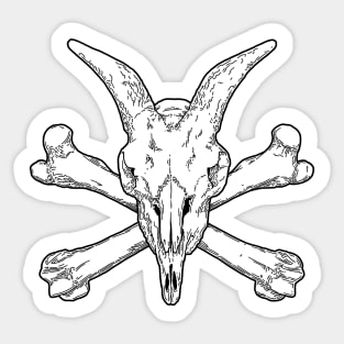 Goat Skull and Bones Sticker